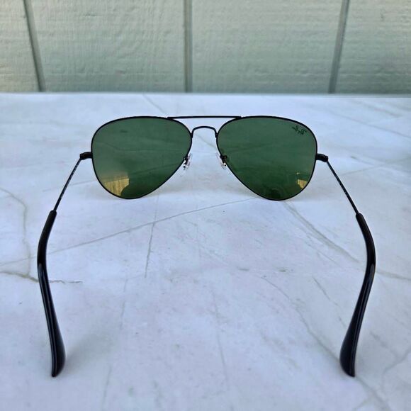 Ray-ban Aviators Black Metal Frame & Dark Green G-15 Lens Sunglasses - Picture 7 of 8